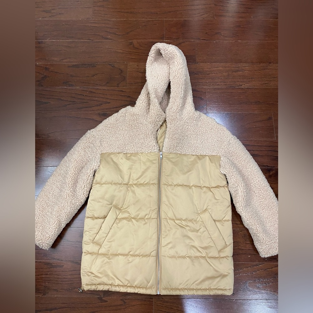 Heartloom Small Soft Faux Fur Jacket Beige Taupe Tan Sherpa Puffer Luxury
